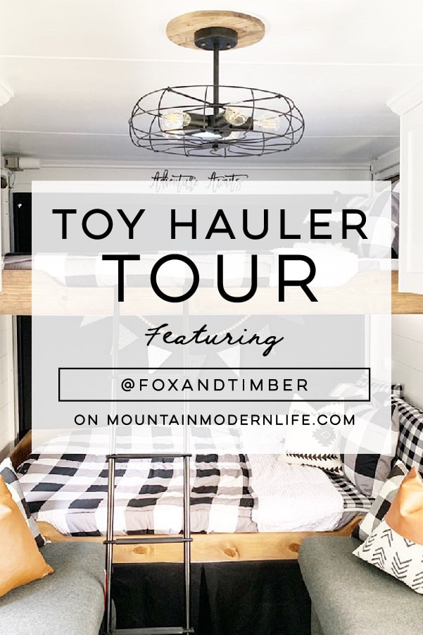 You\'ll wanna go glamping in this modern farmhouse Toy Hauler!