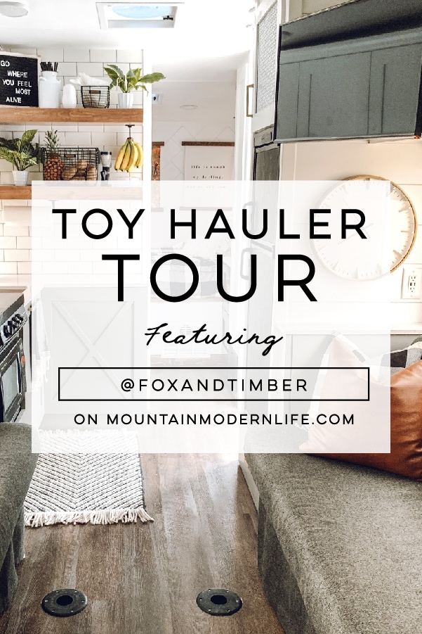 You&rsquo;ll wanna go glamping in this Modern Farmhouse Style Toy Hauler! Featuring @FoxandTimber on MountainModernLife.com