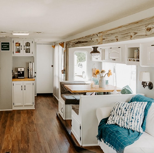 This outdated motorhome was transformed into a bright and beautiful home on wheels