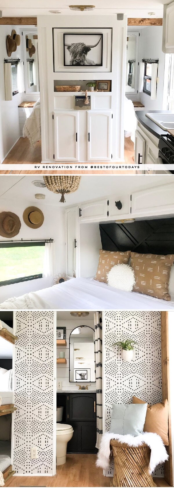 This Nashville Couple brings new life to outdated campers! Come see the before and after photos of their Forest River RV transformation! Featuring @bestofourtodays on MountainModernLife.com