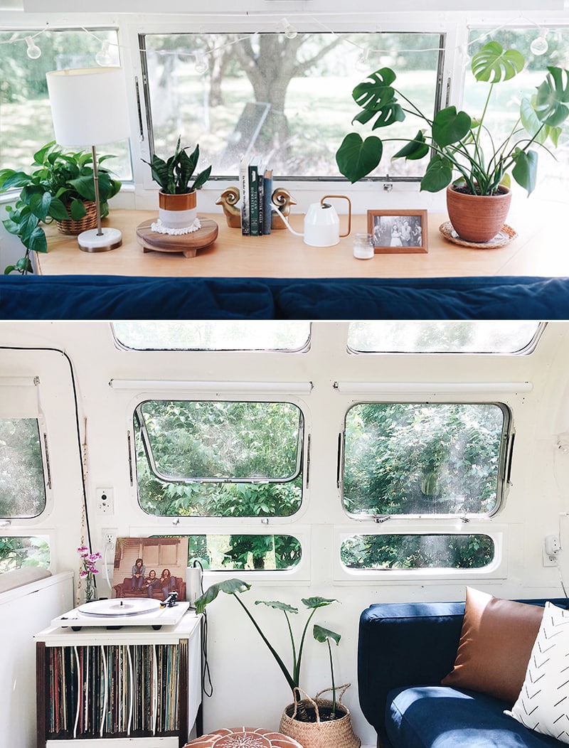 Plants inside Airstream from @provencher_adventure