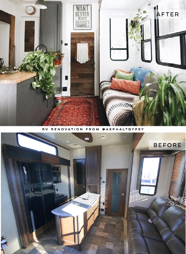 Renovated Toyhauler with a rustic and earthy interior