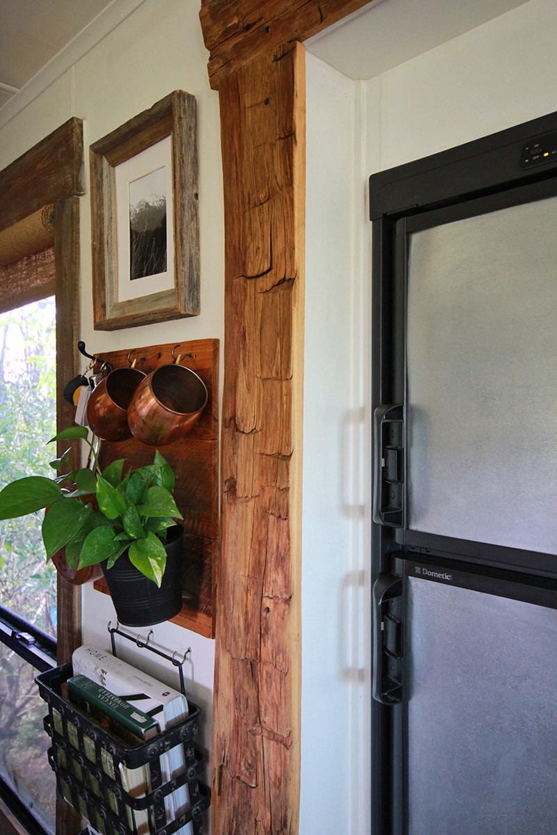 Updated RV interior using reclaimed wood