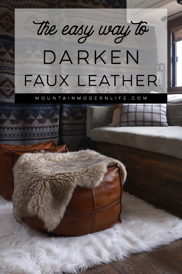 Faux leather pouf ottomans inside RV