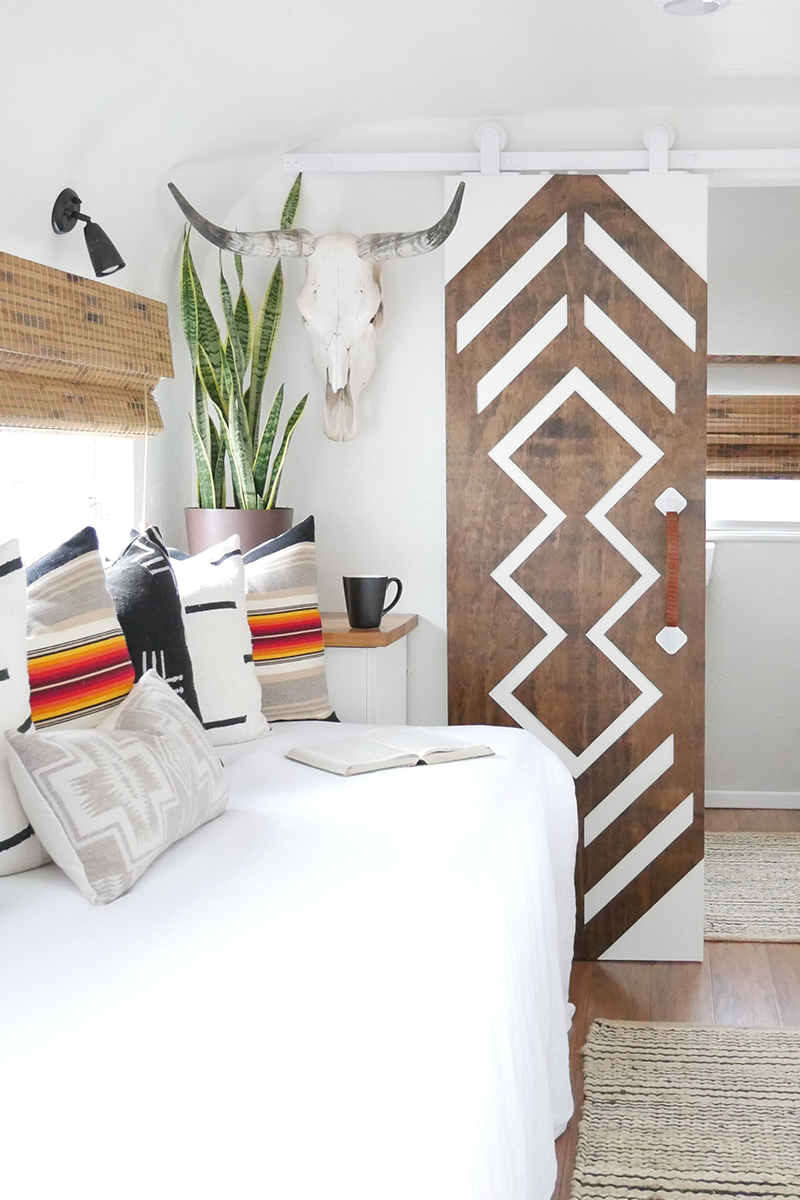 modern desert design inside vintage camper