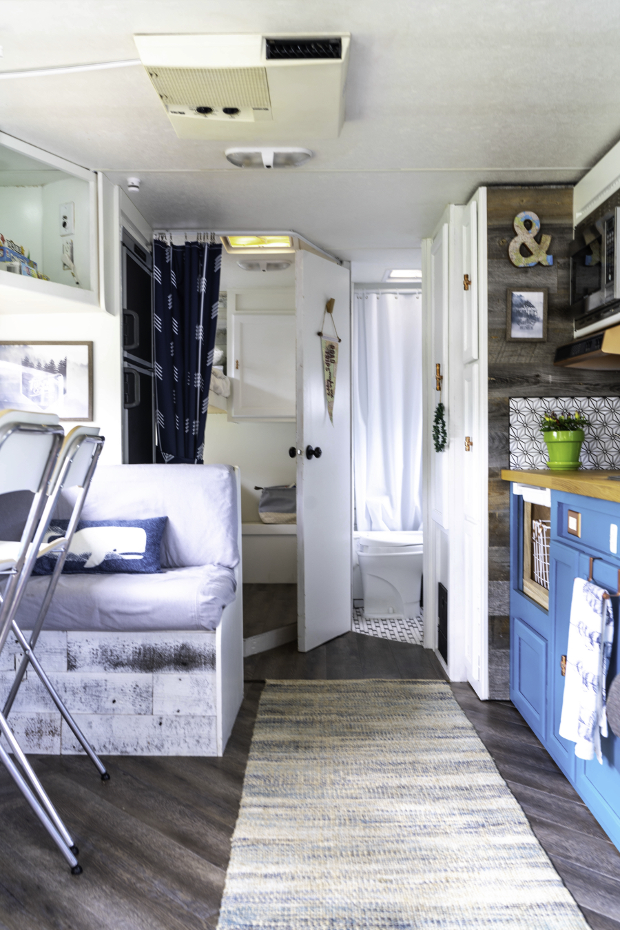 remodeled travel trailer with modern country interior