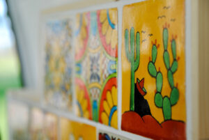 mexican kitchen tiles inside camper van