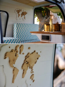 wood map inside micro van build