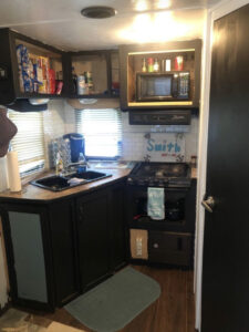 camper kitchen before reno