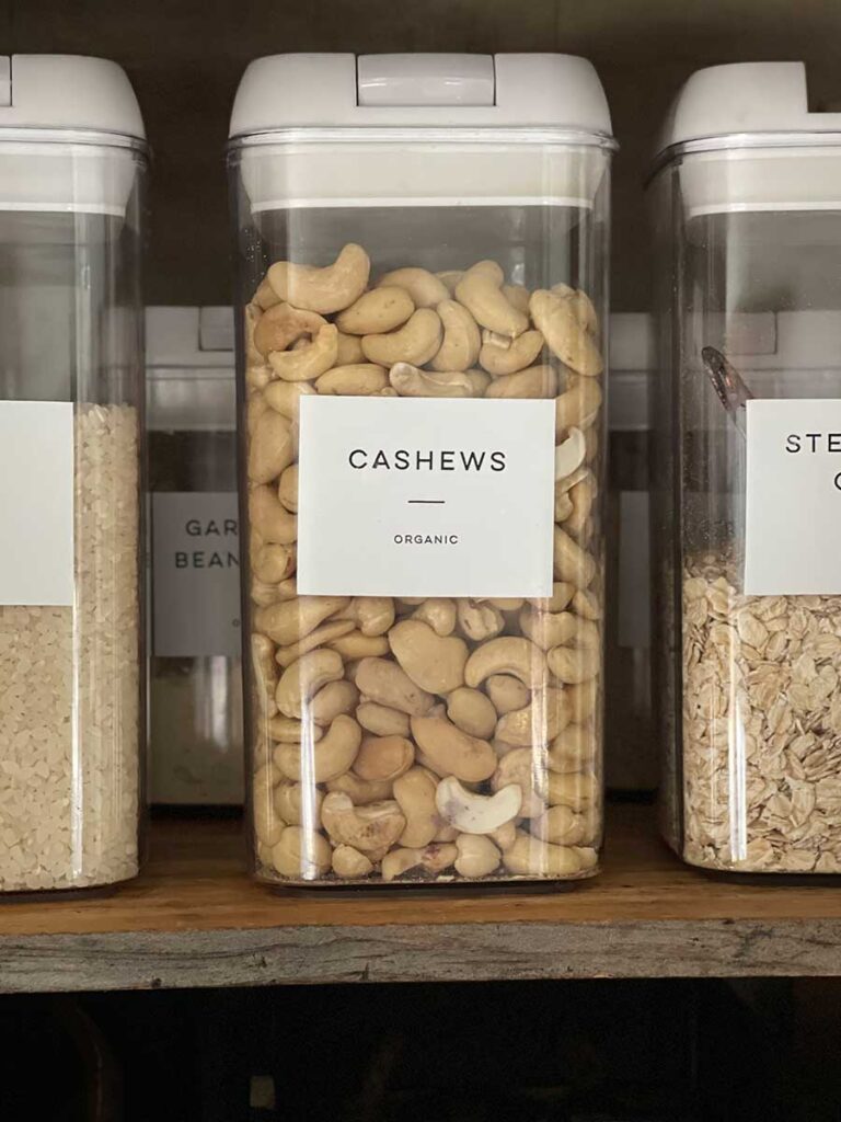 labeled cashew container