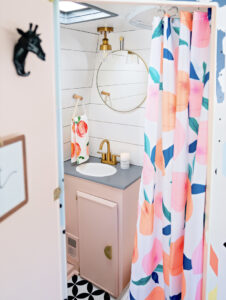 pretty and playful vintage camper bathroom