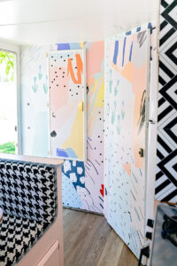 camper remodel with pop wallpaper mural