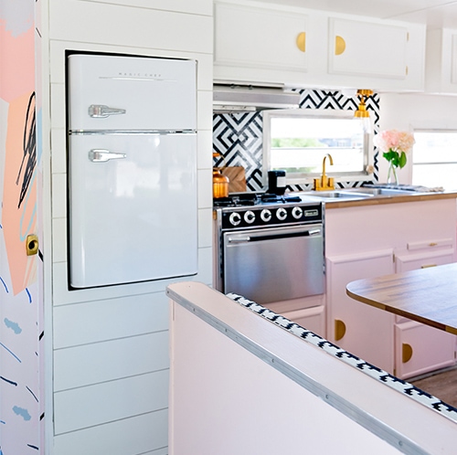 pink camper interior