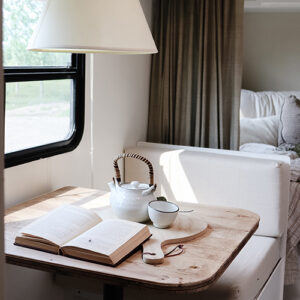 camper dinette booth makeover