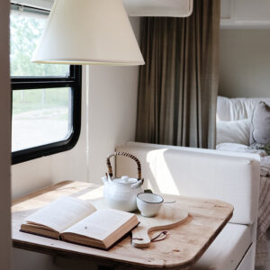 camper dinette booth makeover