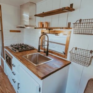 modern farmhouse travel trailer kitchen remodel