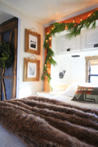 garland around slide out in RV bedroom