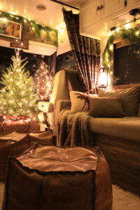 RV Christmas decorations at night