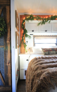 garland in RV bedroom