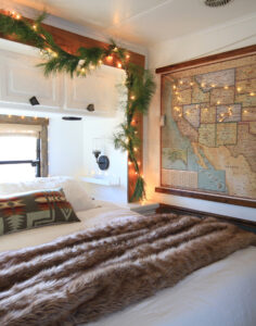 garland in RV bedroom