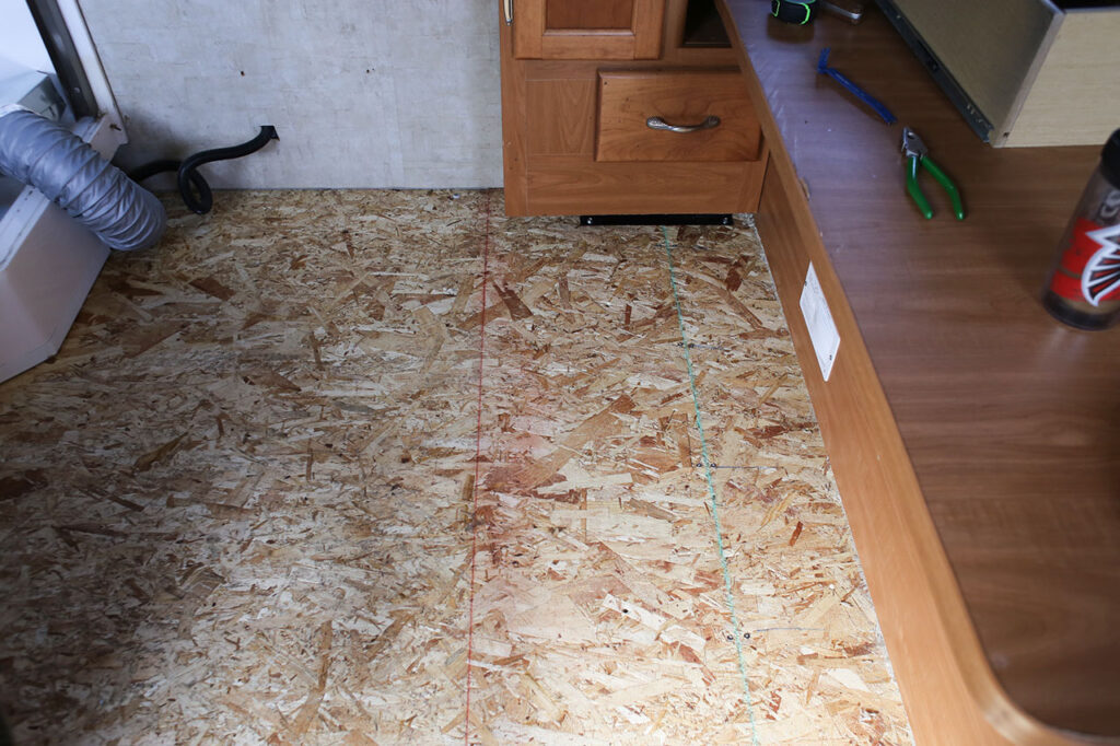 carpet removed from motorhome