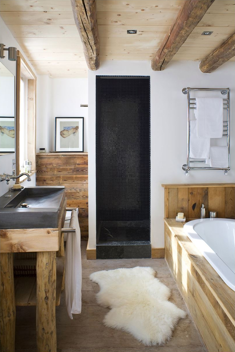 Rustic Modern Chalet Bathroom by Camille Hermand Architectures