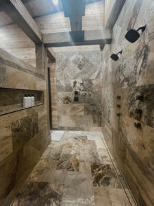 amazing walk-in shower in mountain home
