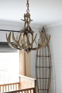 antler light fixture in nursery