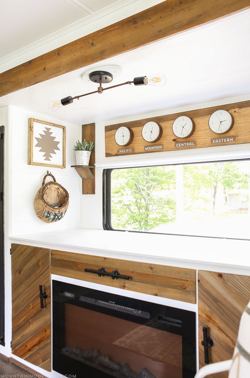 Rustic Time Zone Clocks in RV | MountainModernLife.com